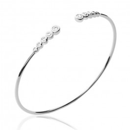Sterling silver bangle with 10 white zirconium
