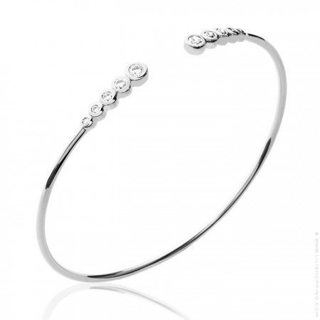 Sterling silver bangle with 10 white zirconium