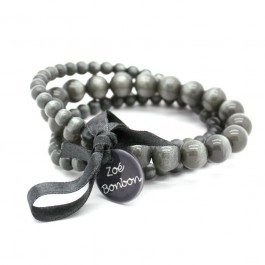 Bracelet triple nacré gris foncé