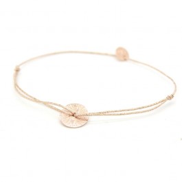Pink gold platted circle on a lurex Bracelet