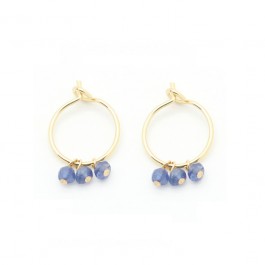 Mini hoop earrings with blue saphir