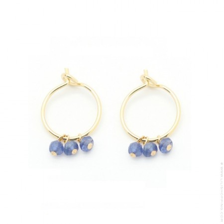 Mini hoop earrings with blue saphir