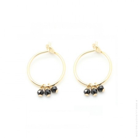 Mini hoop earrings with black onyx