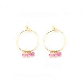 Mini hoop earrings with pink tourmaline