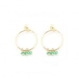 Mini hoop earrings with green emeralds