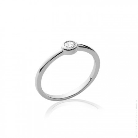 White zirconium silver ring