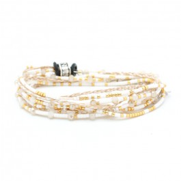 Gold and white multitour beads and cristals bracelet