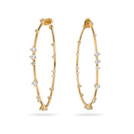 Boucles d'oreilles Hoops pierres blanches plaquées or