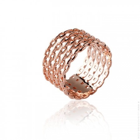 Pink gold platted chains ring