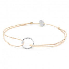 Bracelet lurex et anneau martelé en argent
