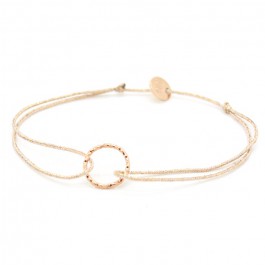 Pink gold platted hammered ring on a lurex Bracelet