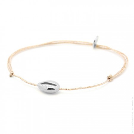 Silver seashell on a lurex Bracelet