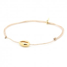 Bracelet lurex et cauri plaqué or
