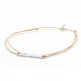 Bracelet lurex et barre martelée en argent