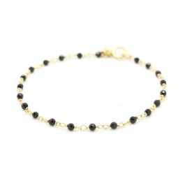 Bracelet India plaqué or et spinelles noires