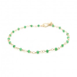 Bracelet India plaqué or et jades vertes