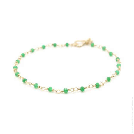 Bracelet India plaqué or et jades vertes