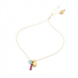 Pineapple charms gold plated bracelet with a red pompon