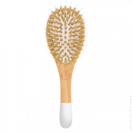 Natural wooden detangling and smooting hair brush