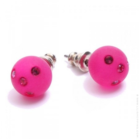Fushia strassed Zoe Bonbon resin earrings