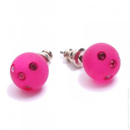 Boucles d'oreilles à strass fushia Zoé Bonbon