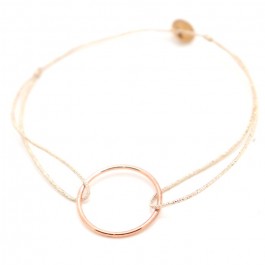 Bracelet anneau plaqué or rose sur lien lurex