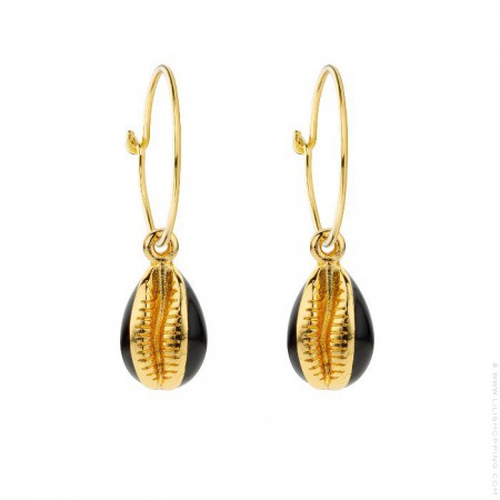 Boucles d'oreilles étoile du nord plaquées or émaillé noir