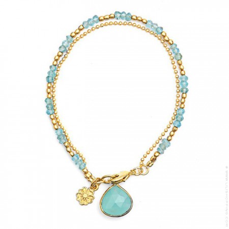 Bracelet double chaine Athena calcédoine aqua