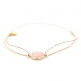 Bracelet cabochon plaqué or et opale rose