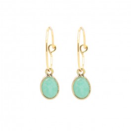 Gold plated mini hoops earrings with amazonite