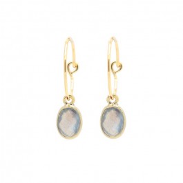 Mini créoles plaqués or et cabochon labradorite