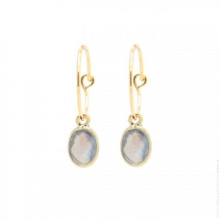 Gold plated mini hoops earrings with labradorite