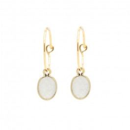 Gold plated mini hoops earrings with moonstone