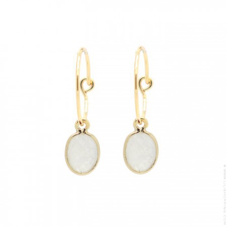 Gold plated mini hoops earrings with moonstone