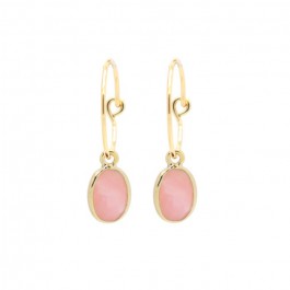Gold plated mini hoops earrings with pink opale