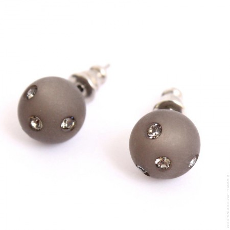 Dark grey strassed Zoe Bonbon resin earrings