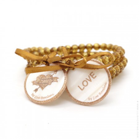 Bracelet / collier double nacre gold