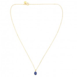 Collier plaqué or et cabochon saphir bleu