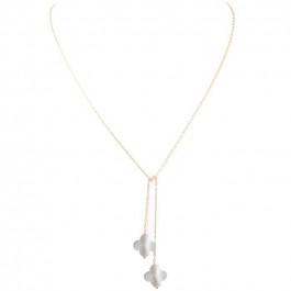 Gold Plated and white seashell Long Lariat Necklace