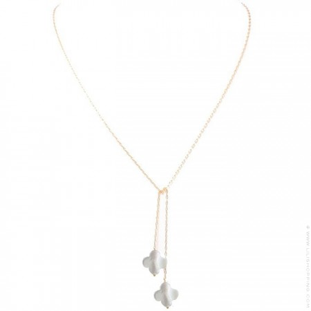 Gold Plated and white seashell Long Lariat Necklace