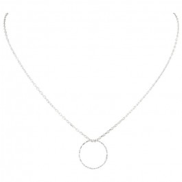 Collier Anneau ciselé sur chaine argent