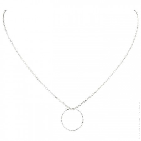 Silver chiseled ring Chain Necklace 