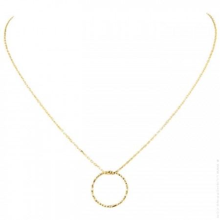 Gold plated chiseled ring Chain Necklace 