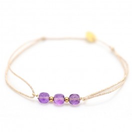 3 amethyste stones on a lurex Bracelet