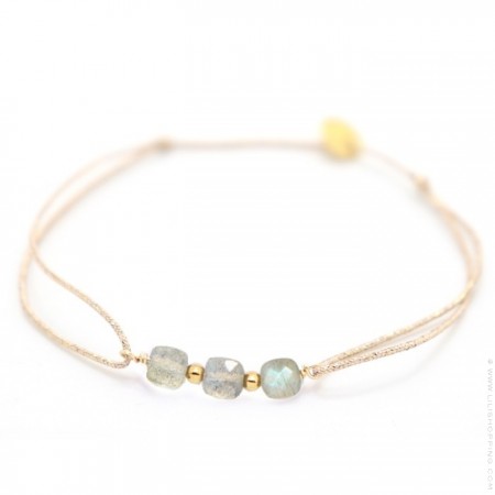 3 labradorite stones on a lurex Bracelet