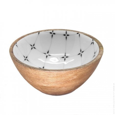 Bowl in mango wood with diamond enamel