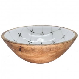 Salad bowl in mango wood with diamond enamel