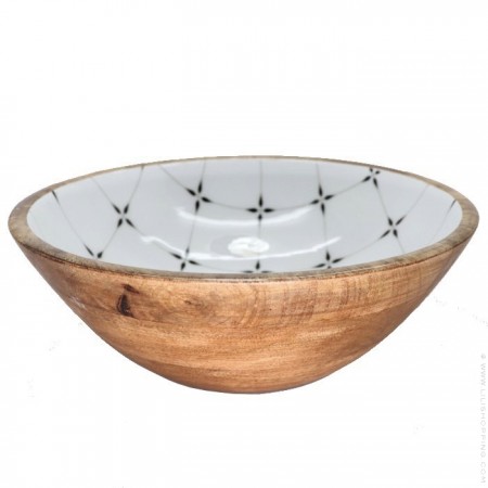 Bowl in mango wood with diamond enamel