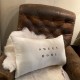 Rectangular old white linen cushion Sweet Home black
