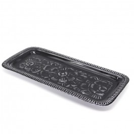 Black enamelled rectangular Berber tray